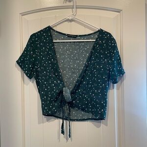 Brandy Melville green floral top one size